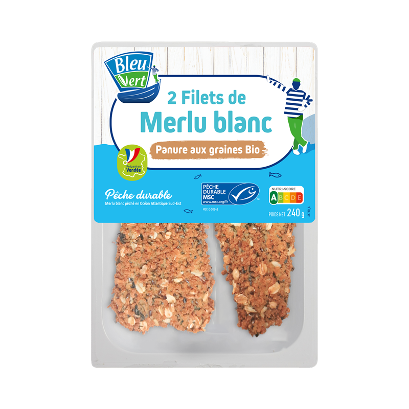 Filet de merlu MSC panure aux graines Bio 240g