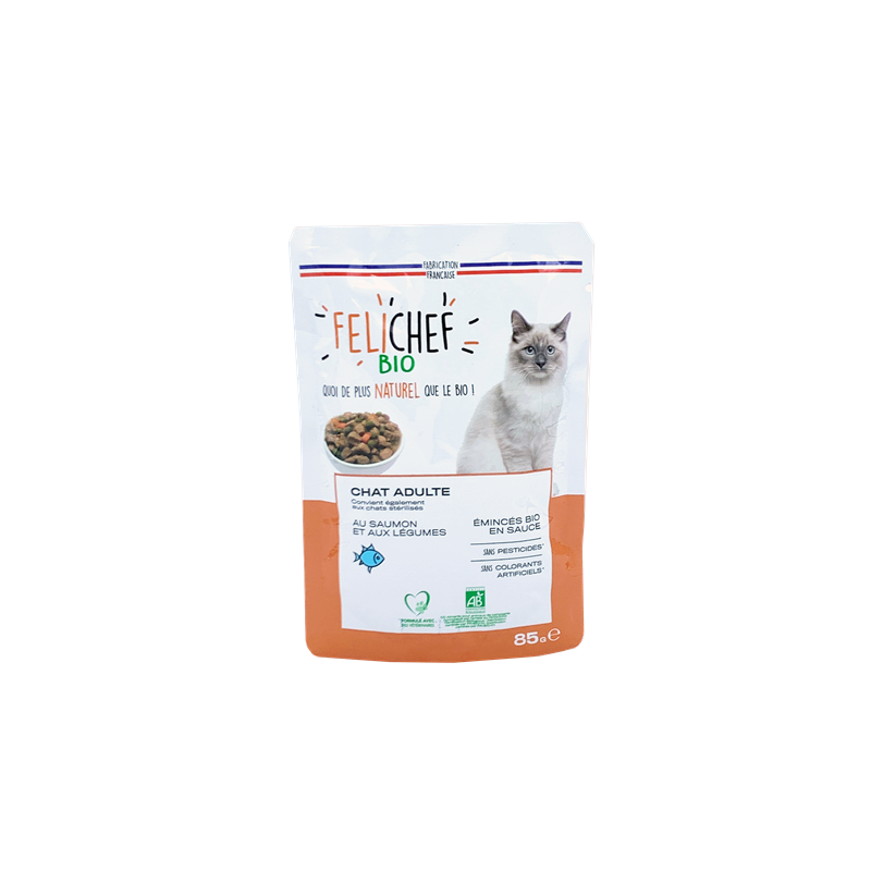 Emincés en sauce au saumon pour chat 85g