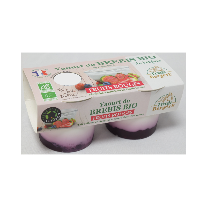 Yaourt au lait de brebis sucré sur préparation de fruits rouges 2x100g