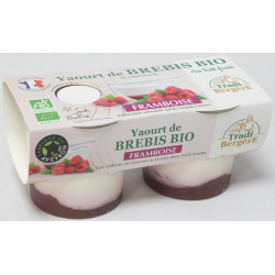 Yaourt au lait de brebis sucré sur préparation de framboise 2x100g