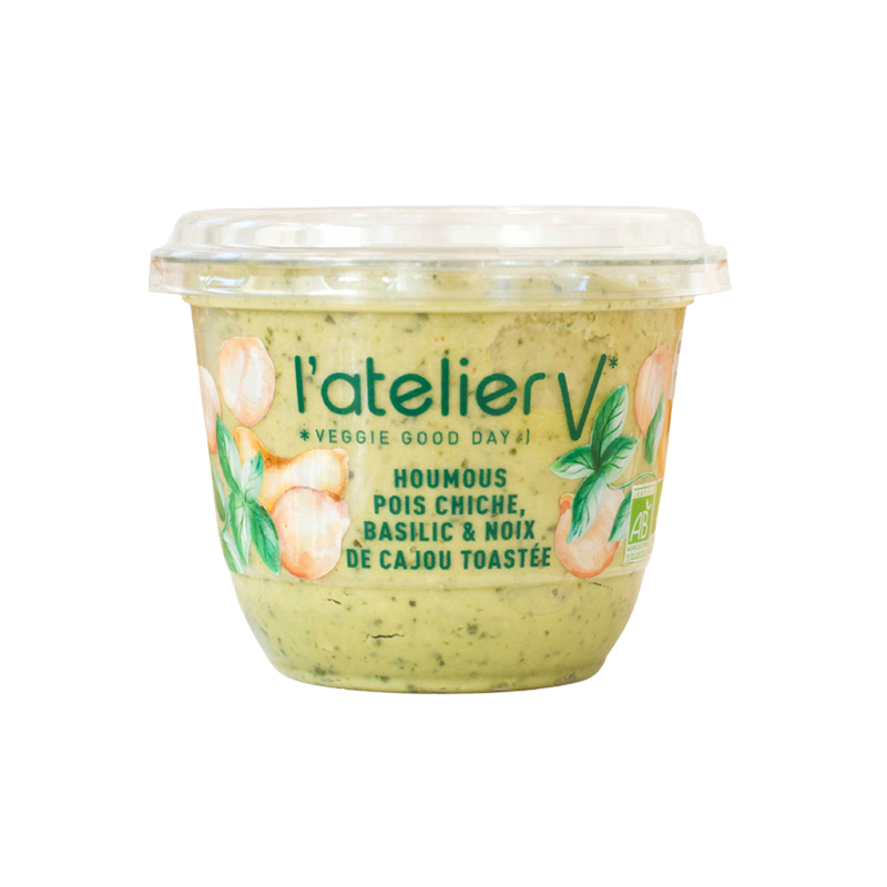 Houmous aux pois chiches France, basilic et noix de cajou toasté 150g