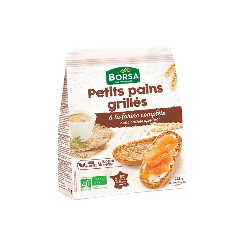 Petits pains grillés farine complète 225g