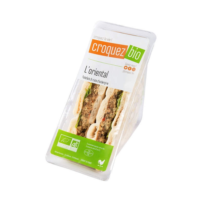 Sandwich l'oriental, falafels & riste d'aubergine, 155g