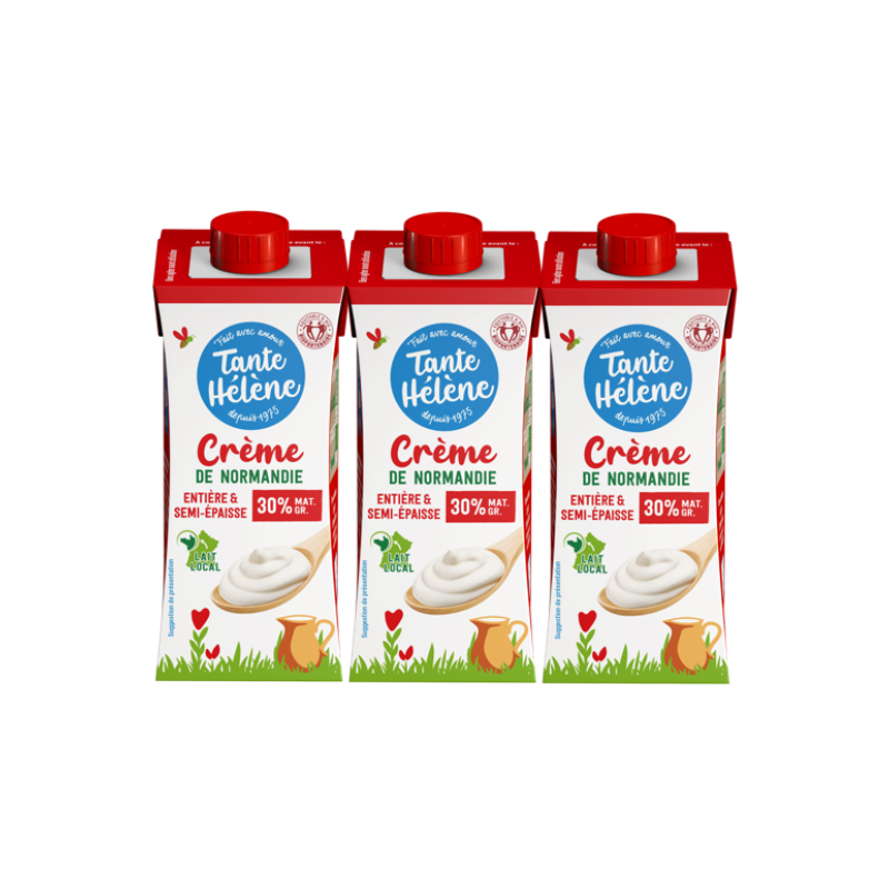 Crème entière semi-épaisse de Normandie UHT 3x20cl