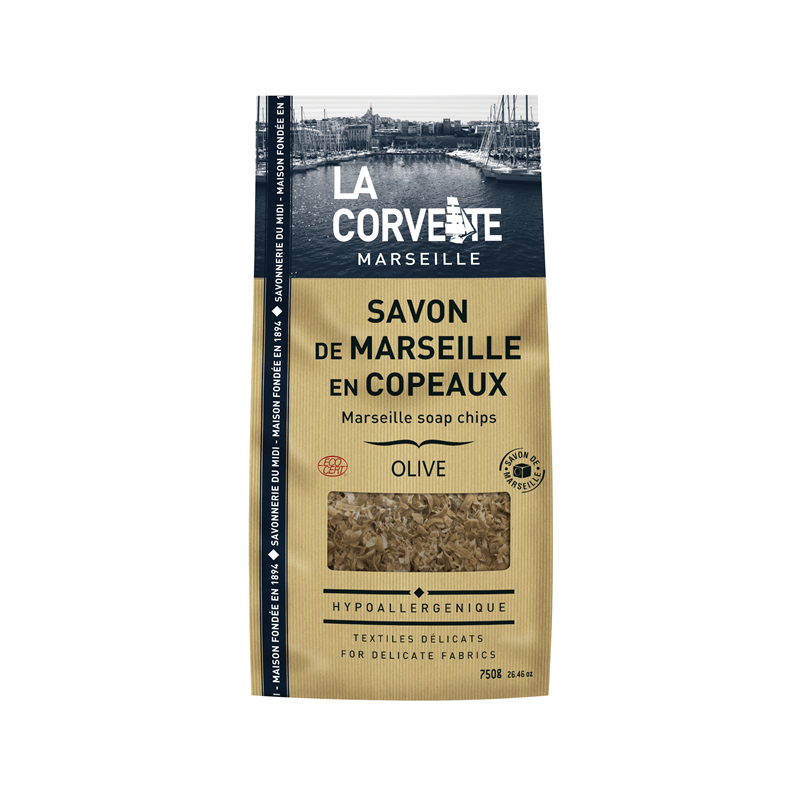 Copeaux de savon, véritable savon de Marseille à l'huile d'olive, sachet 750g