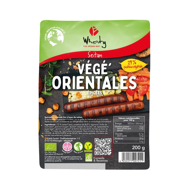 Végé'Orientales, à base de Seitan, végan, 200g