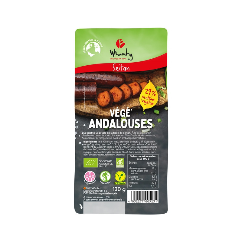 Végé'Andalouses, à base de Seitan, végan, 130g