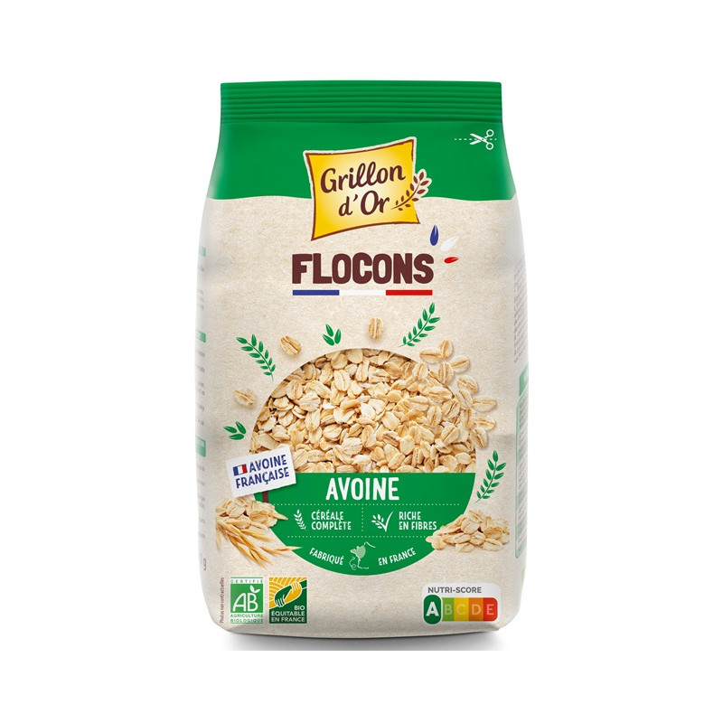 Flocons d'avoine gros 500g, origine France (riche en fibres)