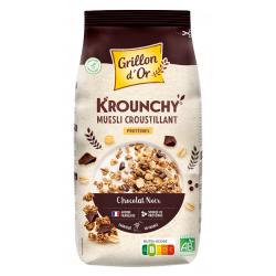 Krounchy chocolat noir et protéines 500g