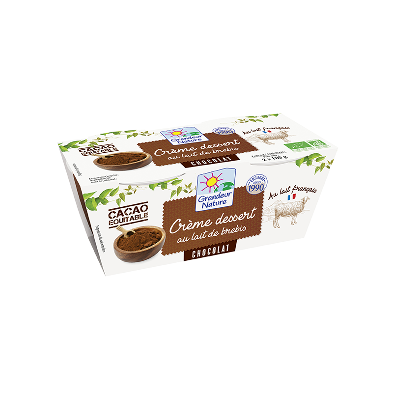 Crème dessert chocolat au lait de brebis 2x100g