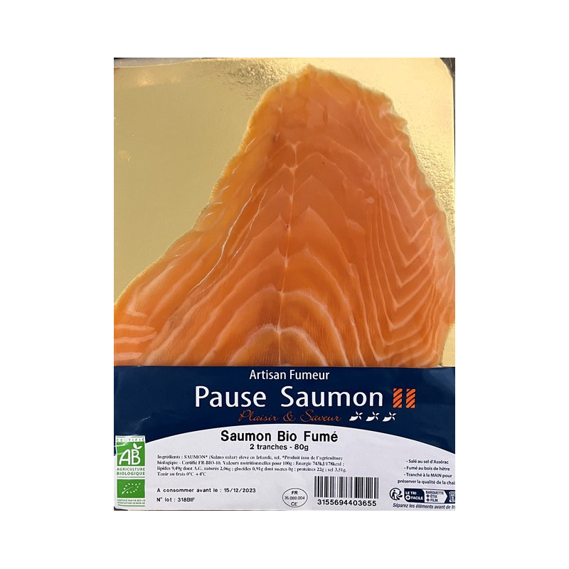 Saumon fumé d'Irlande ou Ecosse, 2 tranches, 80g