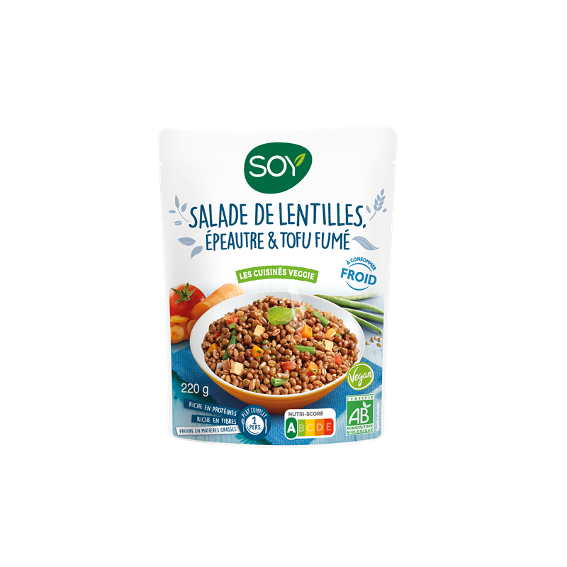 Salade de lentilles, épeautre & tofu fumé 220g