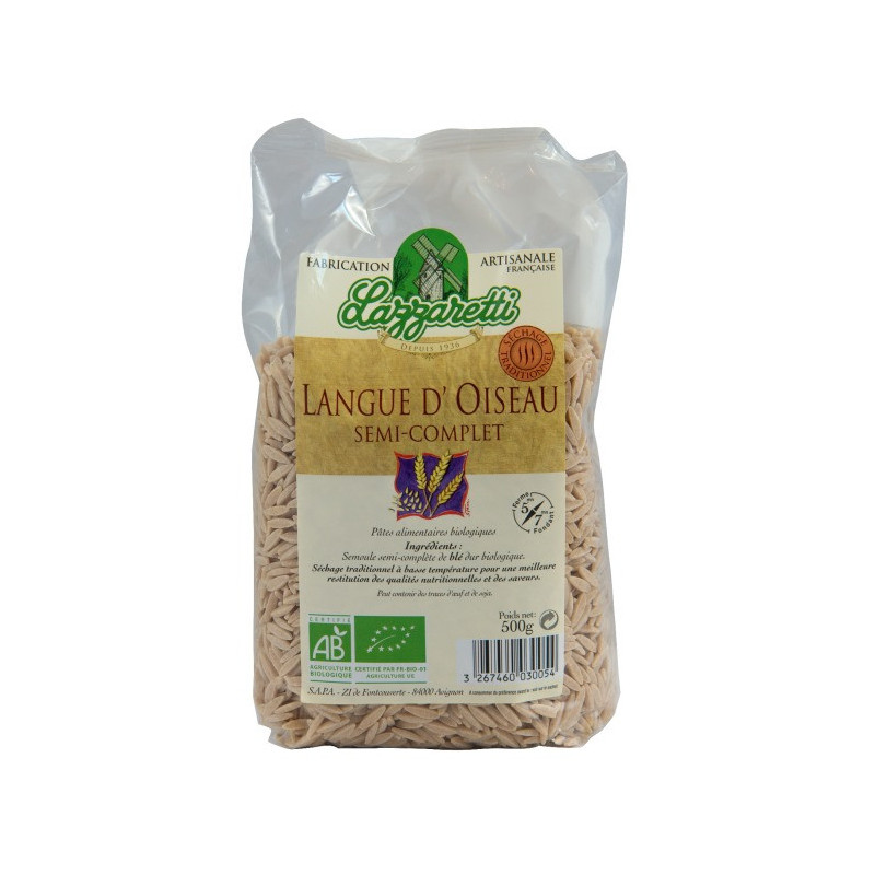 Pâte langue d'oiseau (forme de riz) 1/2 complète 500g