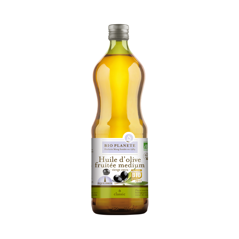 Huile olive vierge extra fruitée médium", origine Espagne ou Portugal 1l"