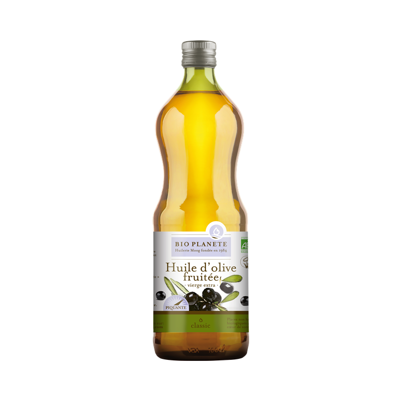 Huile olive vierge extra fruitée", origine Espagne ou Portugal 1l"