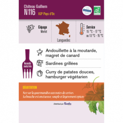 Vin rouge IGP Pays d'OC N116  Domaine Guilhem sans sulfites ajoutés, vegan 75cl