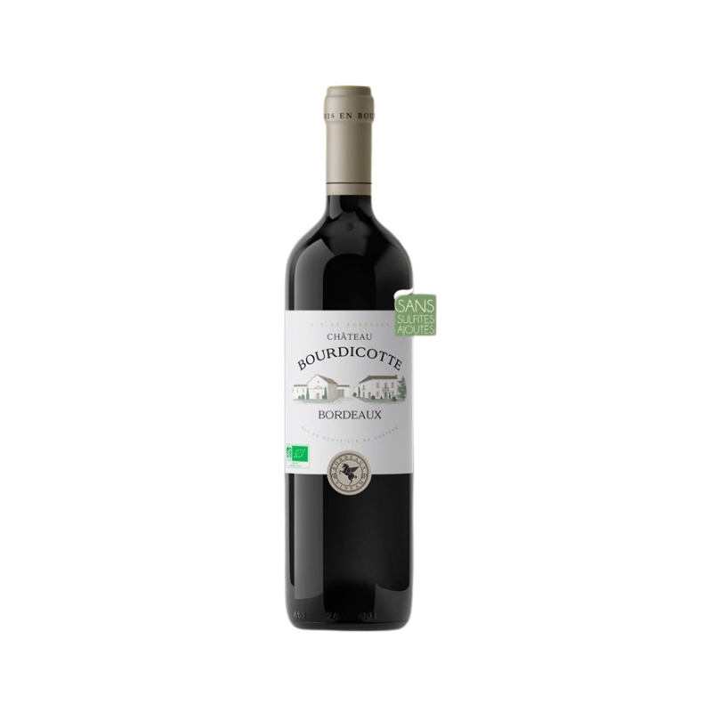 Vin rouge AOC Bordeaux Château Bourdicotte sans sulfites ajoutés 75cl