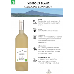 Vin Blanc AOP Ventoux Domaine Caroline Bonnefoy 75cl