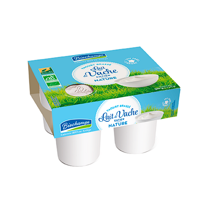 Yaourt nature au lait entier pot en carton 4x125g