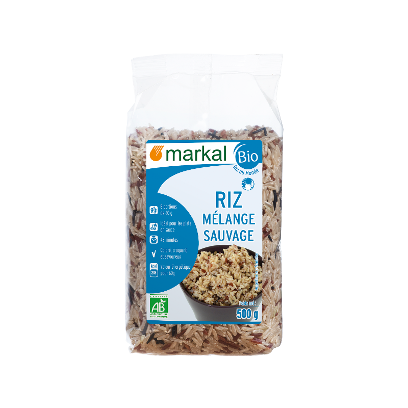 Riz mélange sauvage (riz parfumé complet, riz rouge complet, riz sauvage) 500g