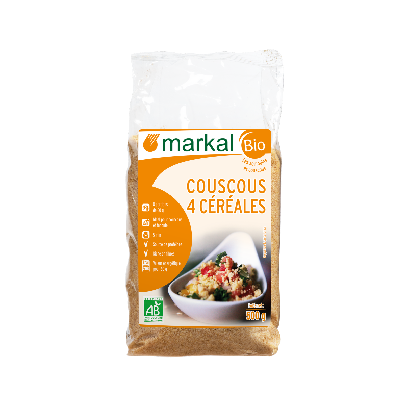 Couscous 4 céréales 500g (blé dur, blé dur ancien, épeautre et maïs)