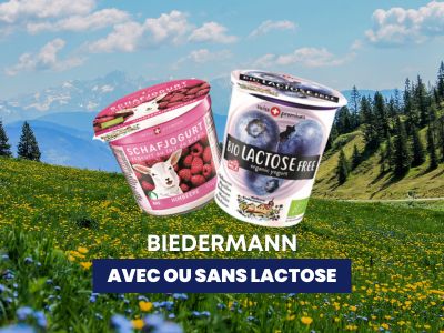 Biedermann, une gamme de yaourt suisse, avec ou sans lactose